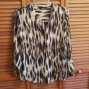 Sheer brown print long sleeve top