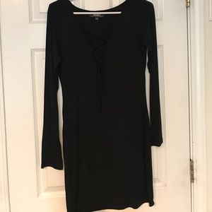 Lace Up Black Dress