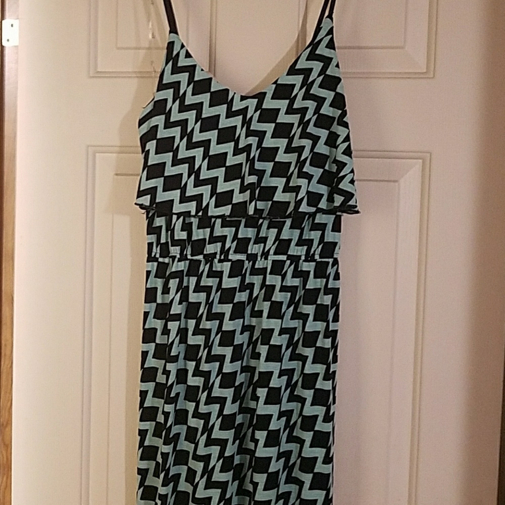 Green and black maxi dress