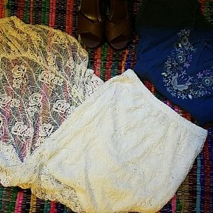 High Low Lace Maxi Skirt