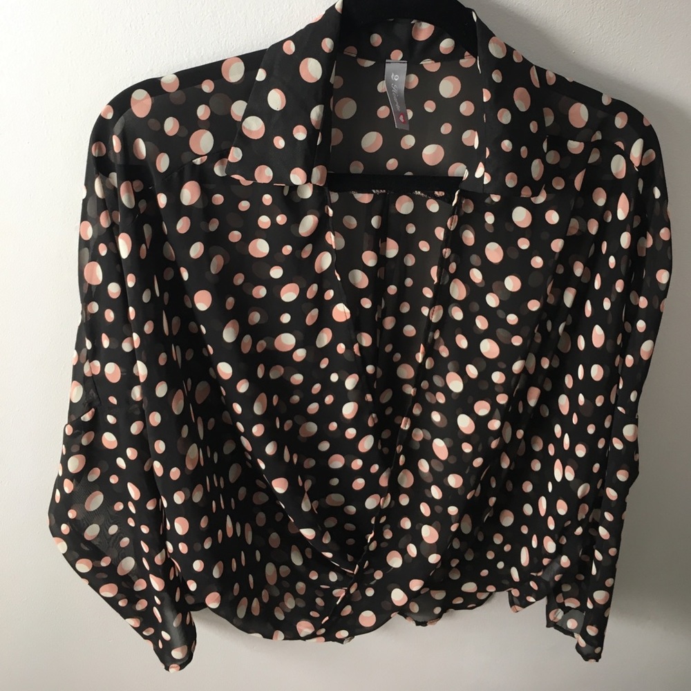 Twist front polka dot blouse