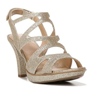 Gold Prom Style Heels size 10 Naturalized