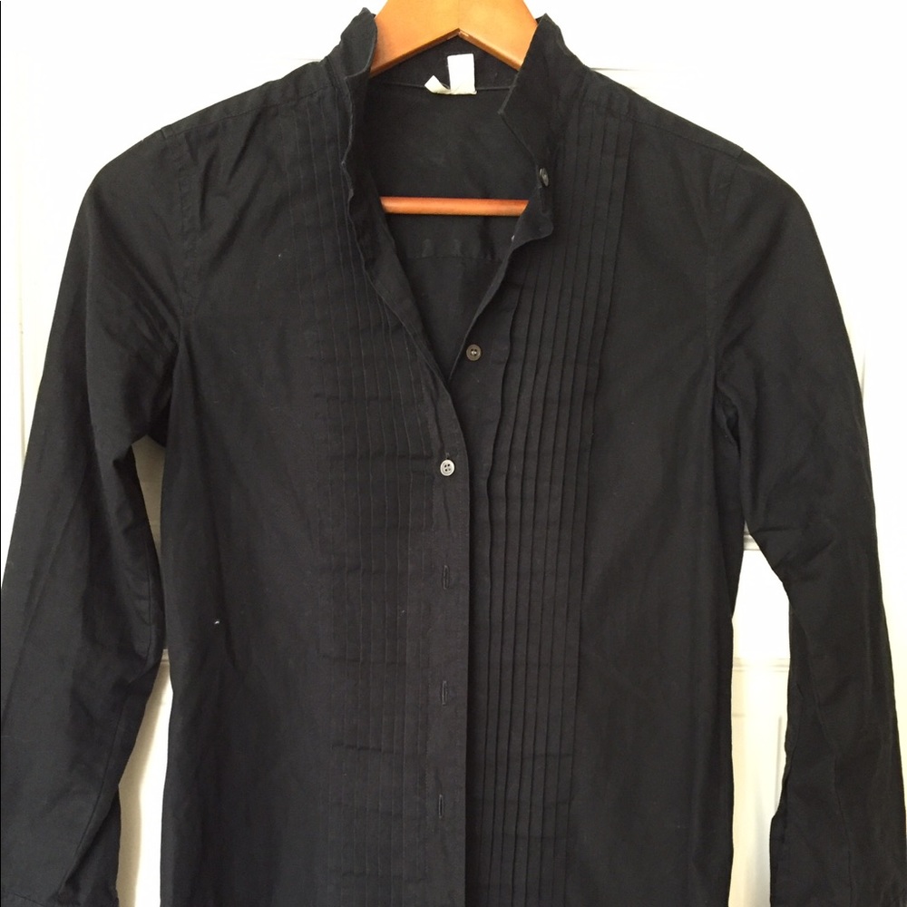 J. Crew black tuxedo shirt