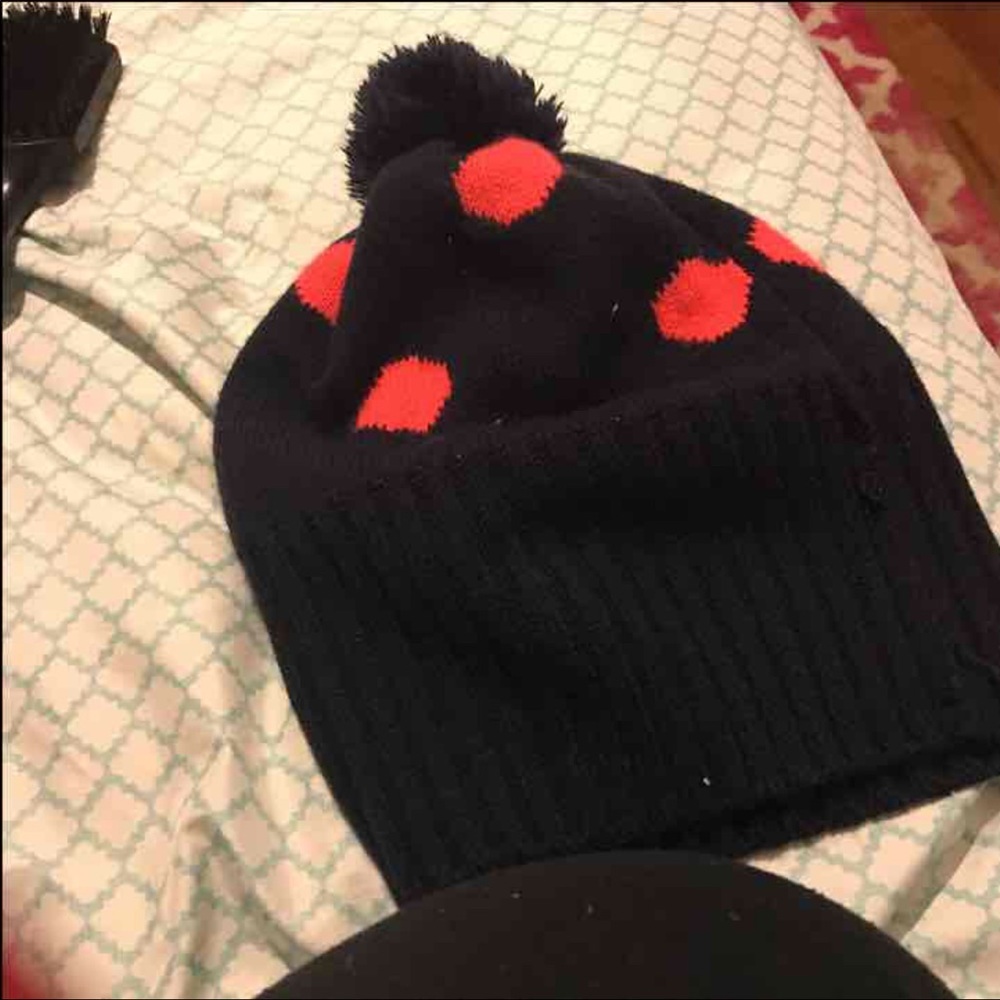 Blue and pink winter hat