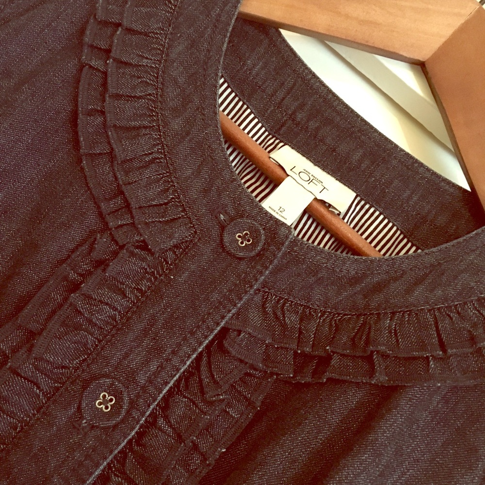 Ann Taylor ruffled denim jacket