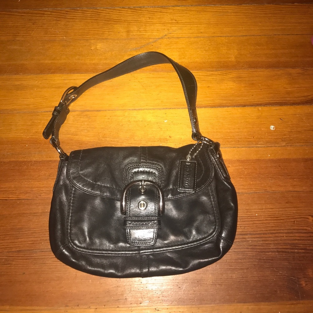Authentic Coach Black Leather Small Shoulder Bag