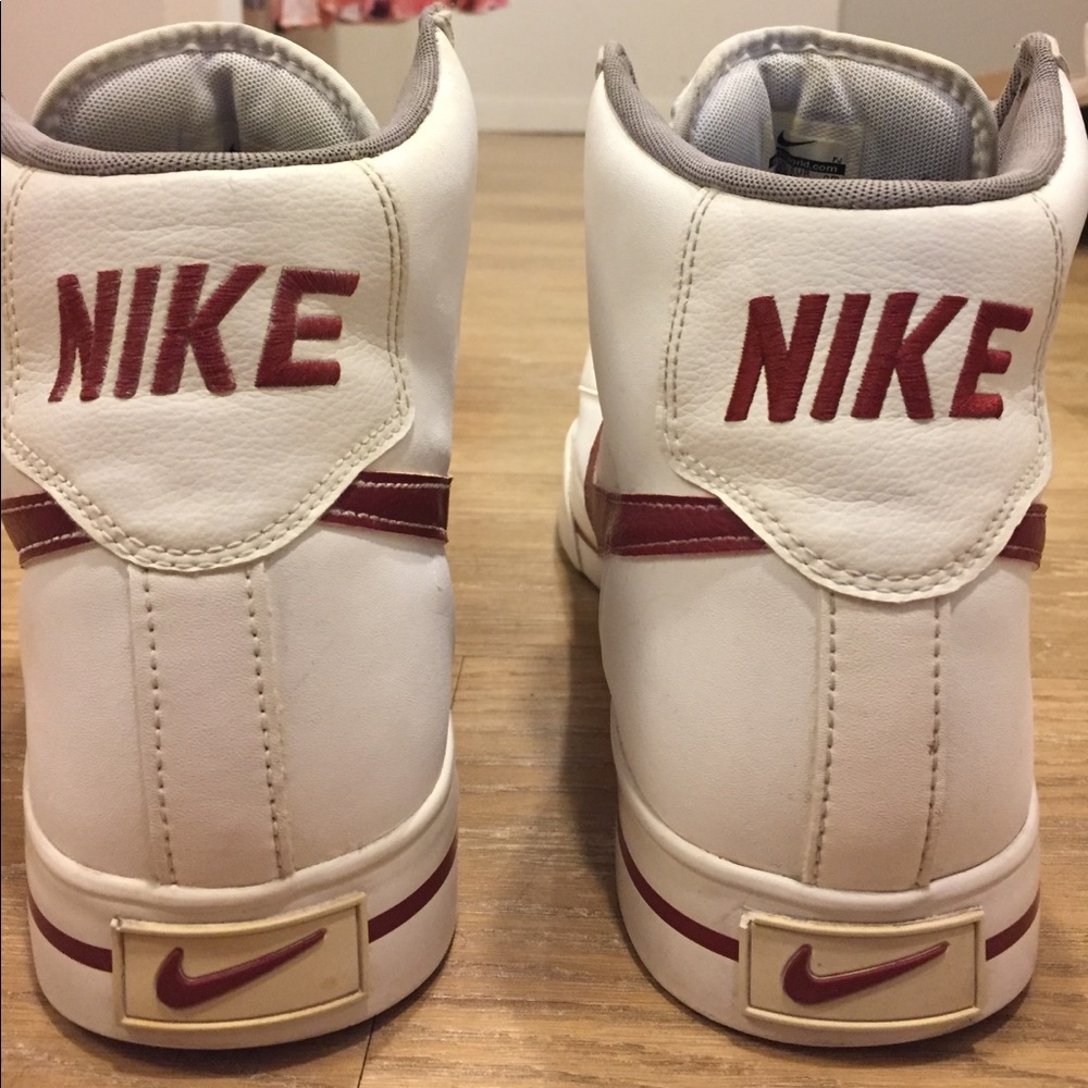 White and red Nike blazers