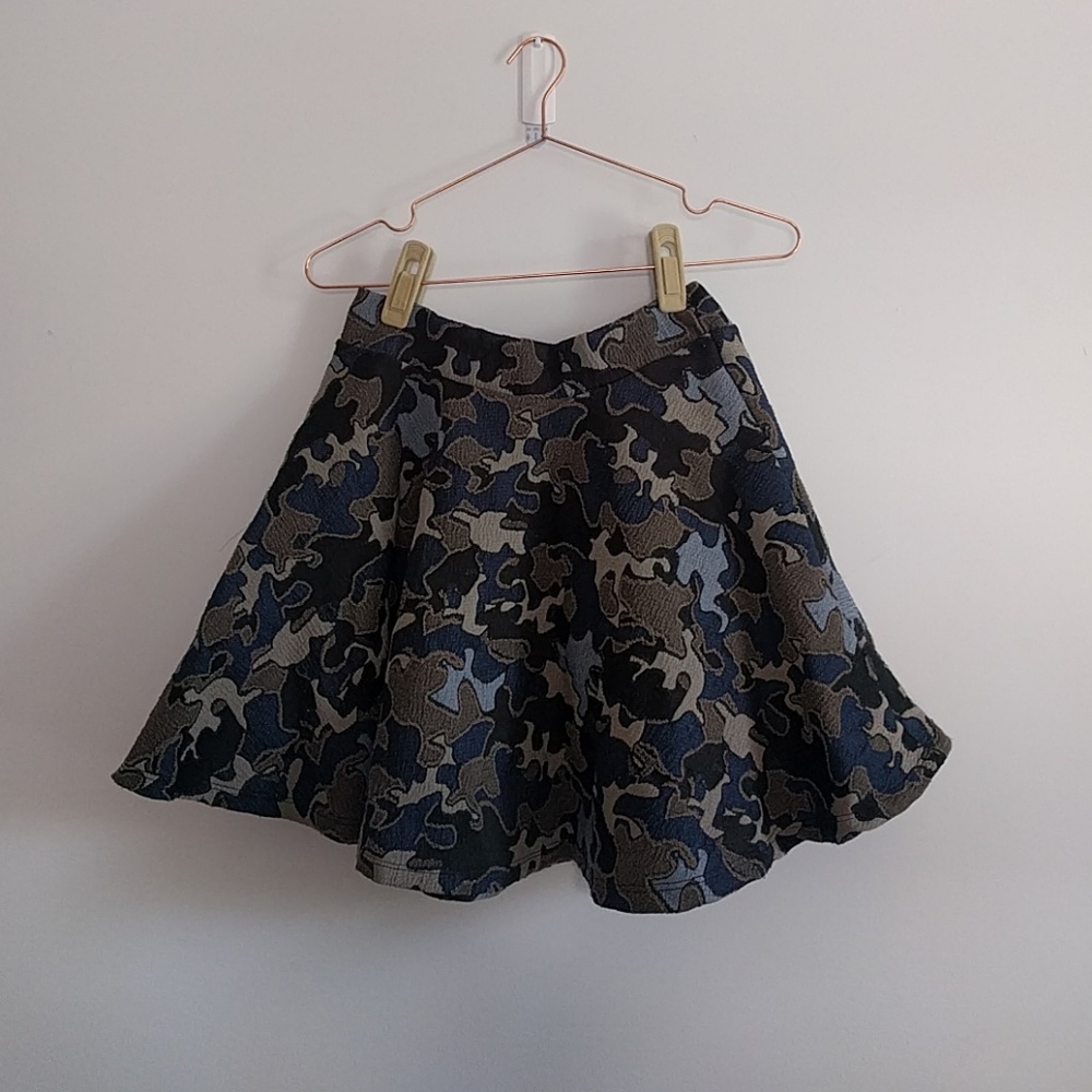 Blue Camo Skater Skirt