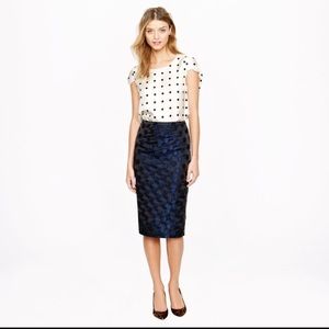 J Crew No. 2 pencil skirt in dot brocade