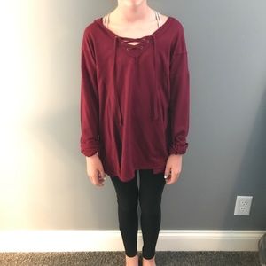 maroon sweatshirt
