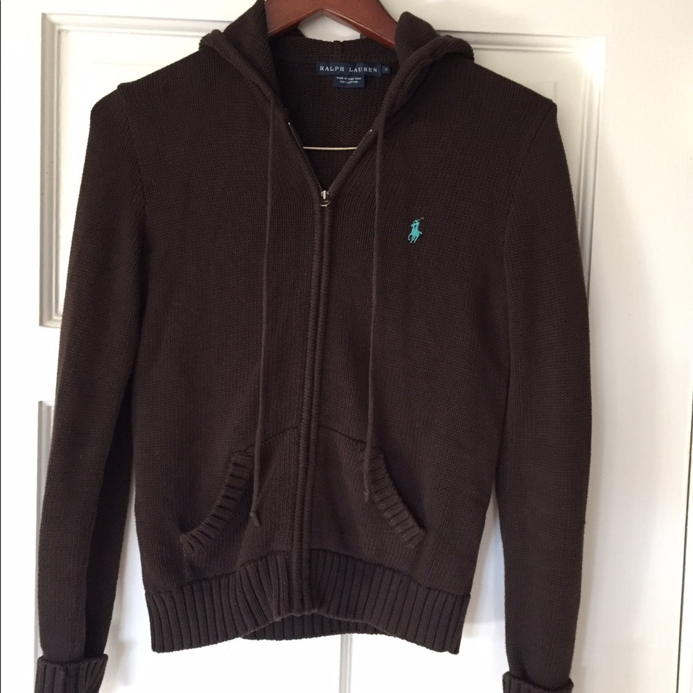 Ralph Lauren brown cotton zip up hoodie