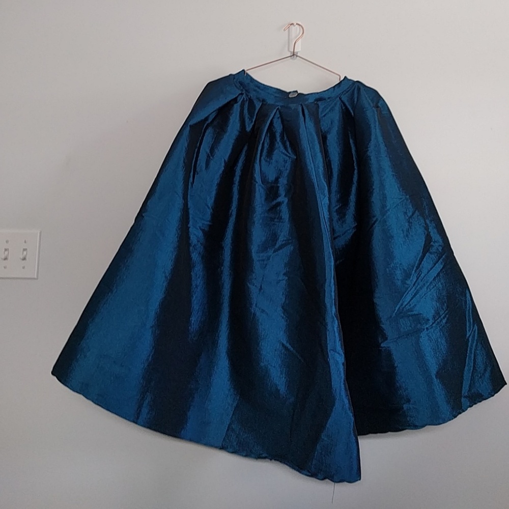 Shiny Blue Midi Skirt