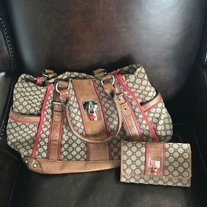 Nine West Printed Satchel with Matching Wallet