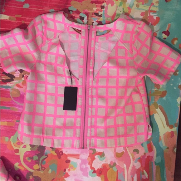 Joa Pink & Tan top - Picture 2 of 2