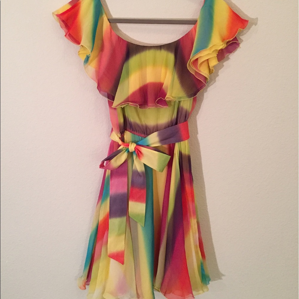 Alice + Olivia Rainbow Ruffle Dress
