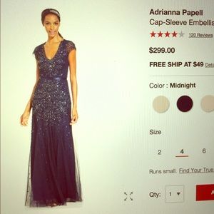 Adrianna Papell cap sleeve gown. Gorgeous beading!