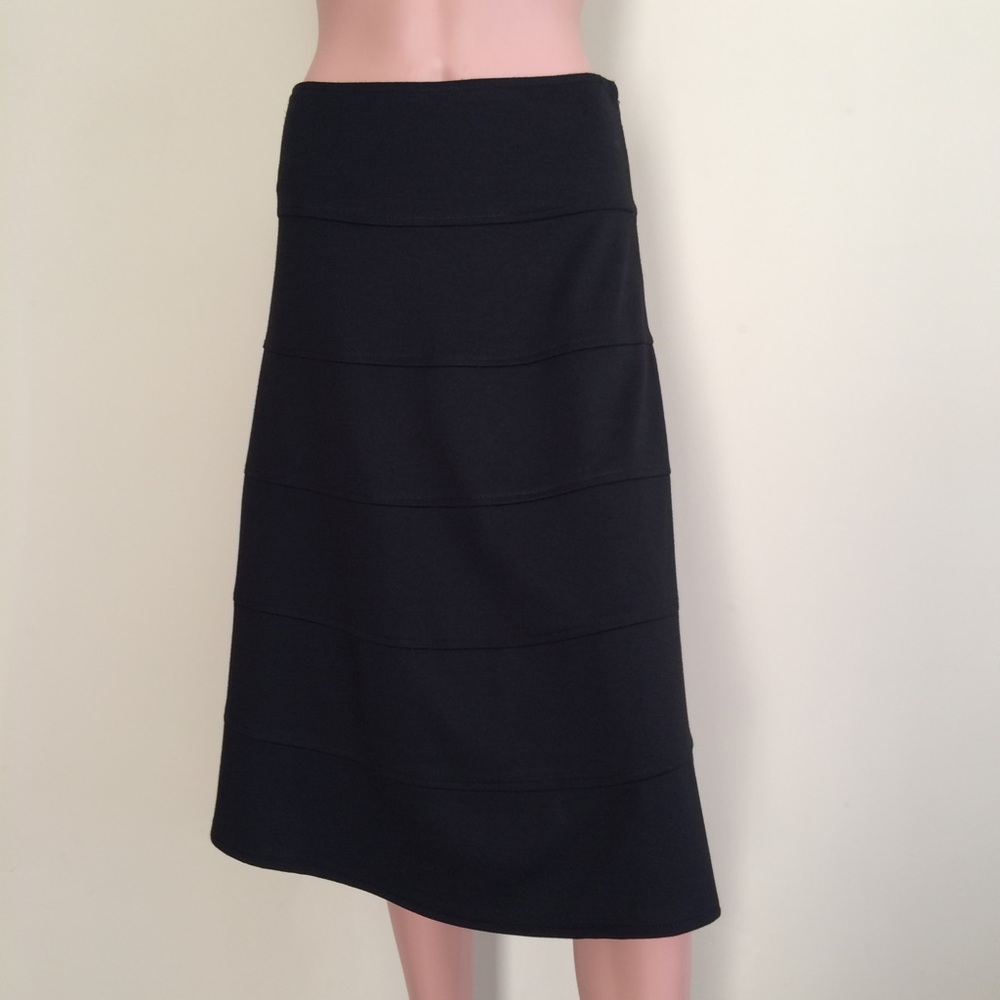 Linea Domani Black Paneled Midi Skirt