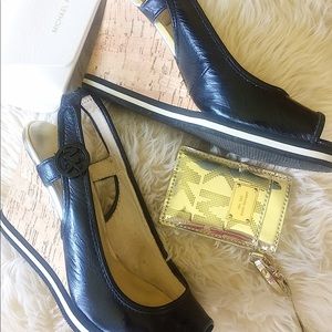 MK Michael Kors Peep-Toe Wedges Logo Wedge Sandals