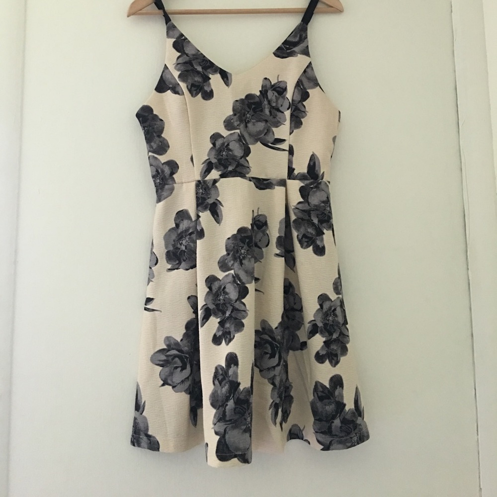 Cream and black floral dress