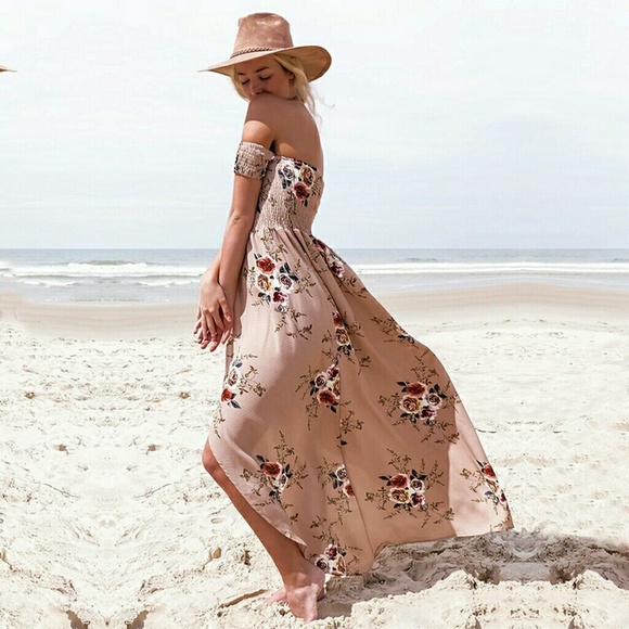 🌊Floral Off Shoulder Beach Dress - Picture 3 of 7