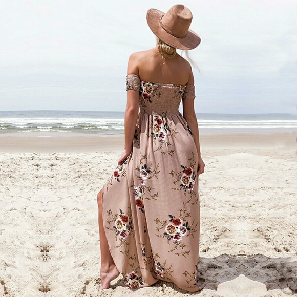 🌊Floral Off Shoulder Beach Dress - Picture 4 of 7