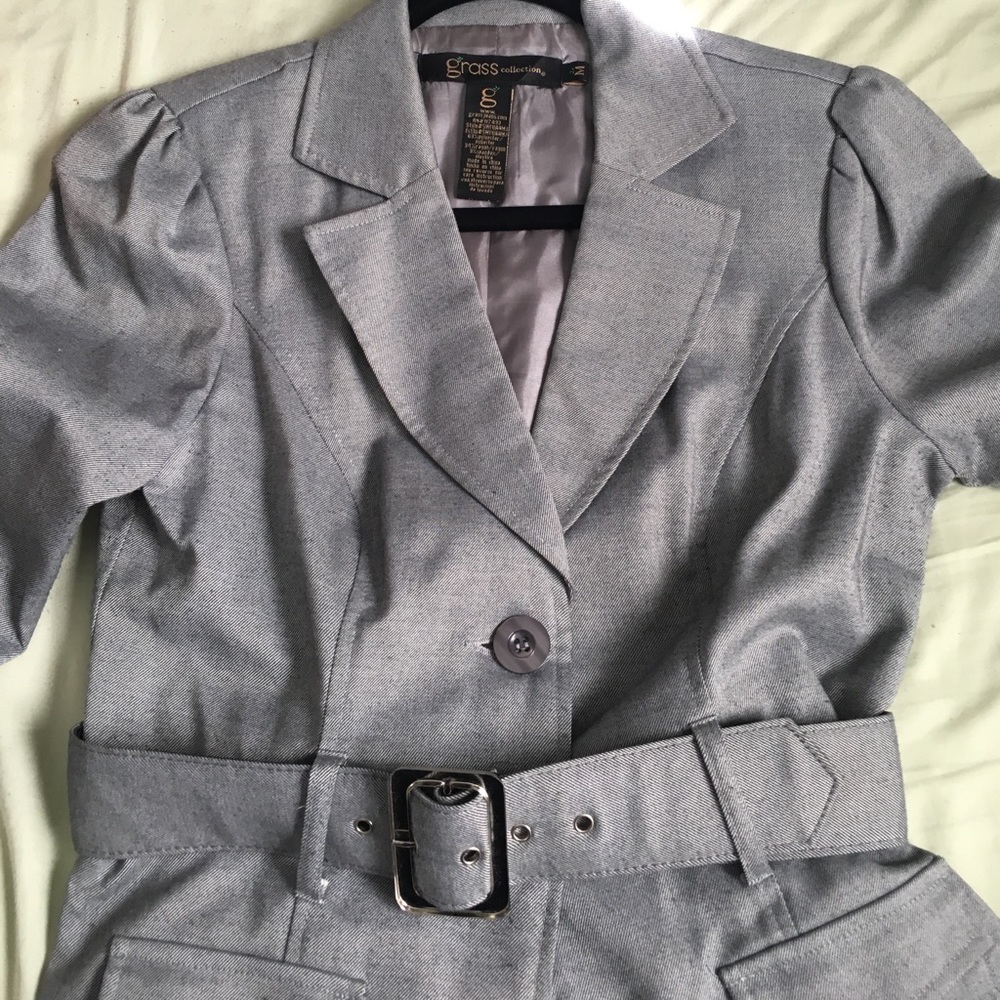 Gray belted Blazer