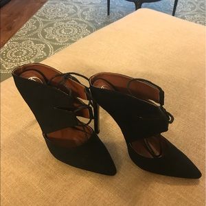 Missguided black suede lace-up heels