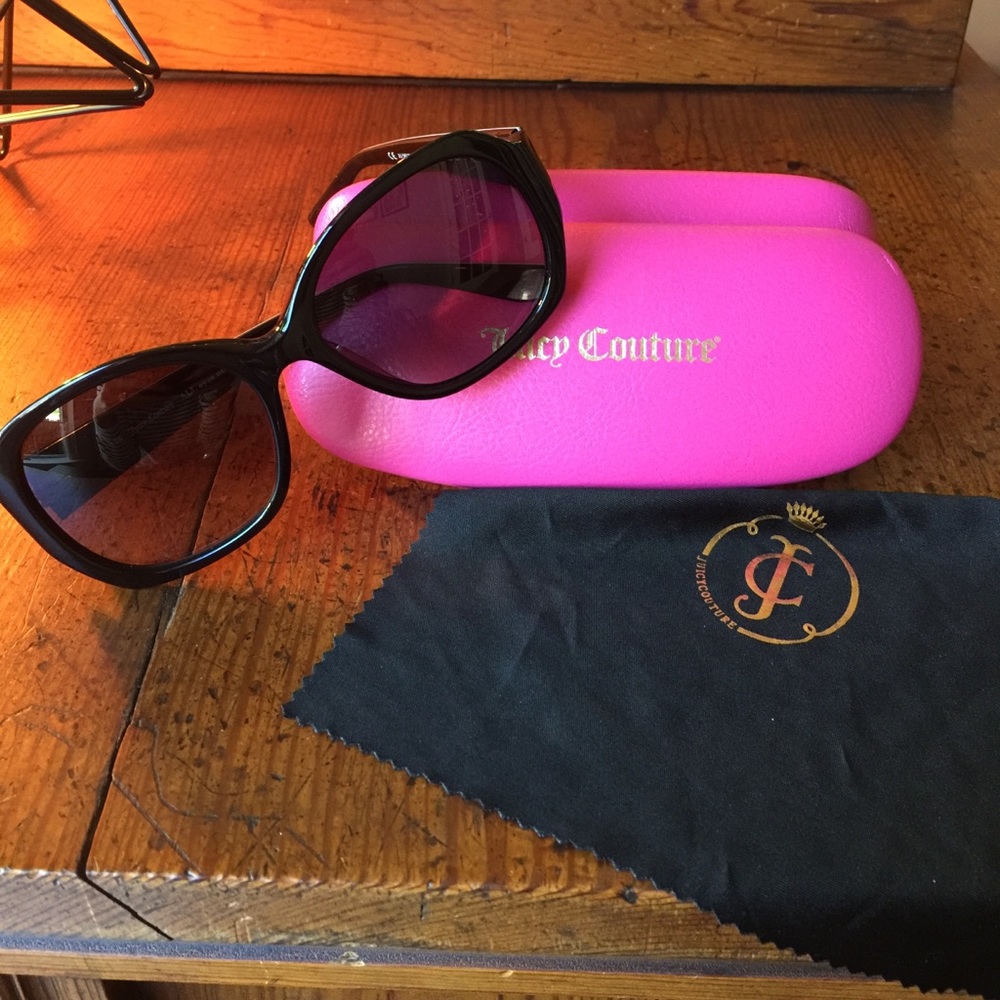 Juicy couture sun glasses, hard case, clean cloth