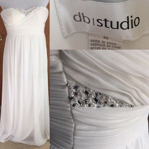 DB Studio White Prom Dress Gown Formal Evening