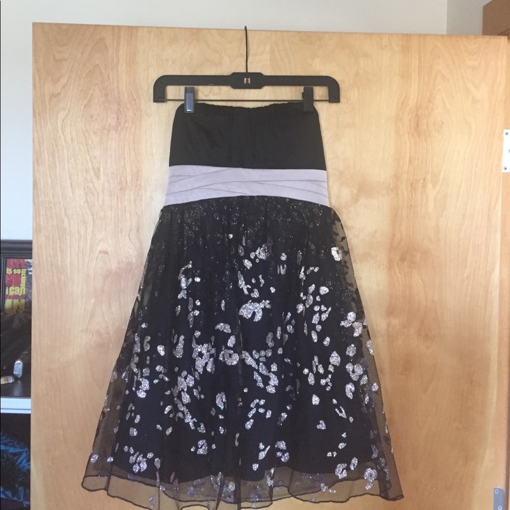 Strapless black and silver party dress