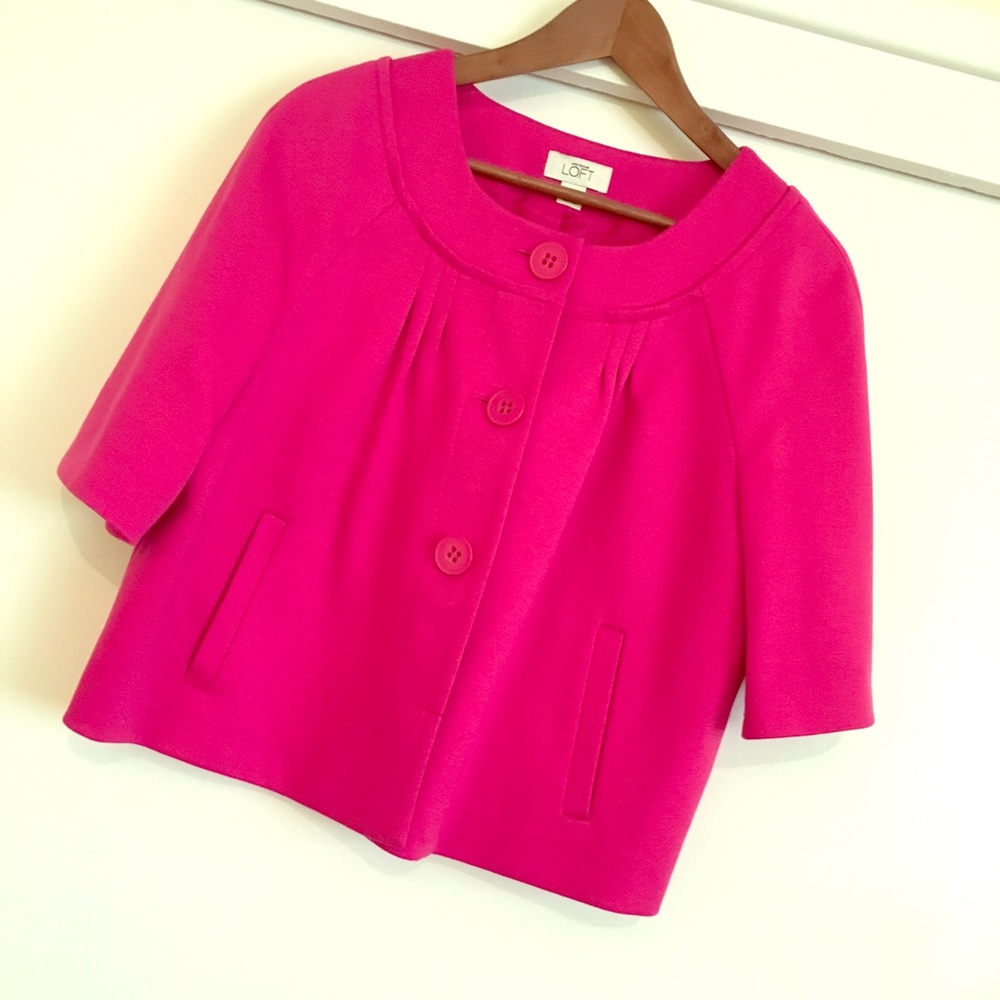 Lipstick pink elbow sleeve blazer