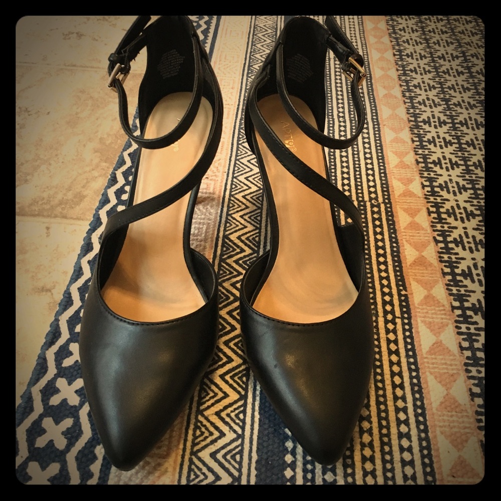 Black matte strappy heels