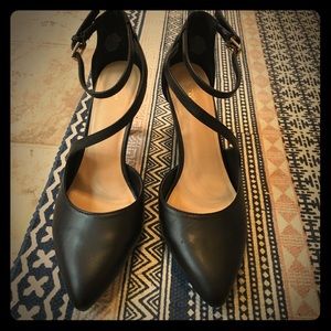 Black matte strappy heels