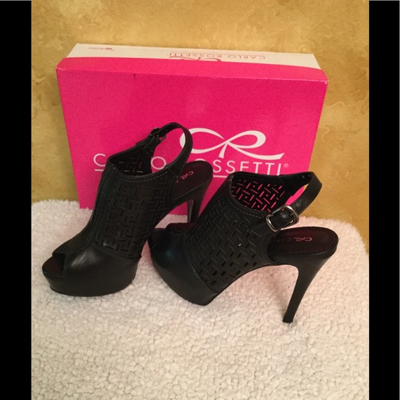 NEW Peep Toe Black Platform Sandals - Picture 10 of 10