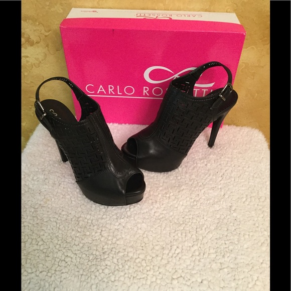 NEW Peep Toe Black Platform Sandals - Picture 6 of 10