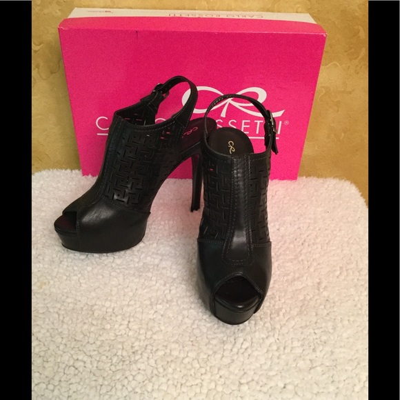 NEW Peep Toe Black Platform Sandals - Picture 4 of 10