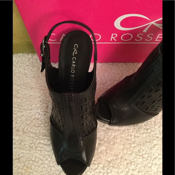 NEW Peep Toe Black Platform Sandals - Picture 3 of 10