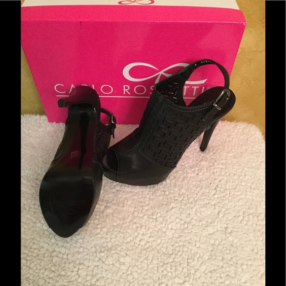 NEW Peep Toe Black Platform Sandals - Picture 7 of 10