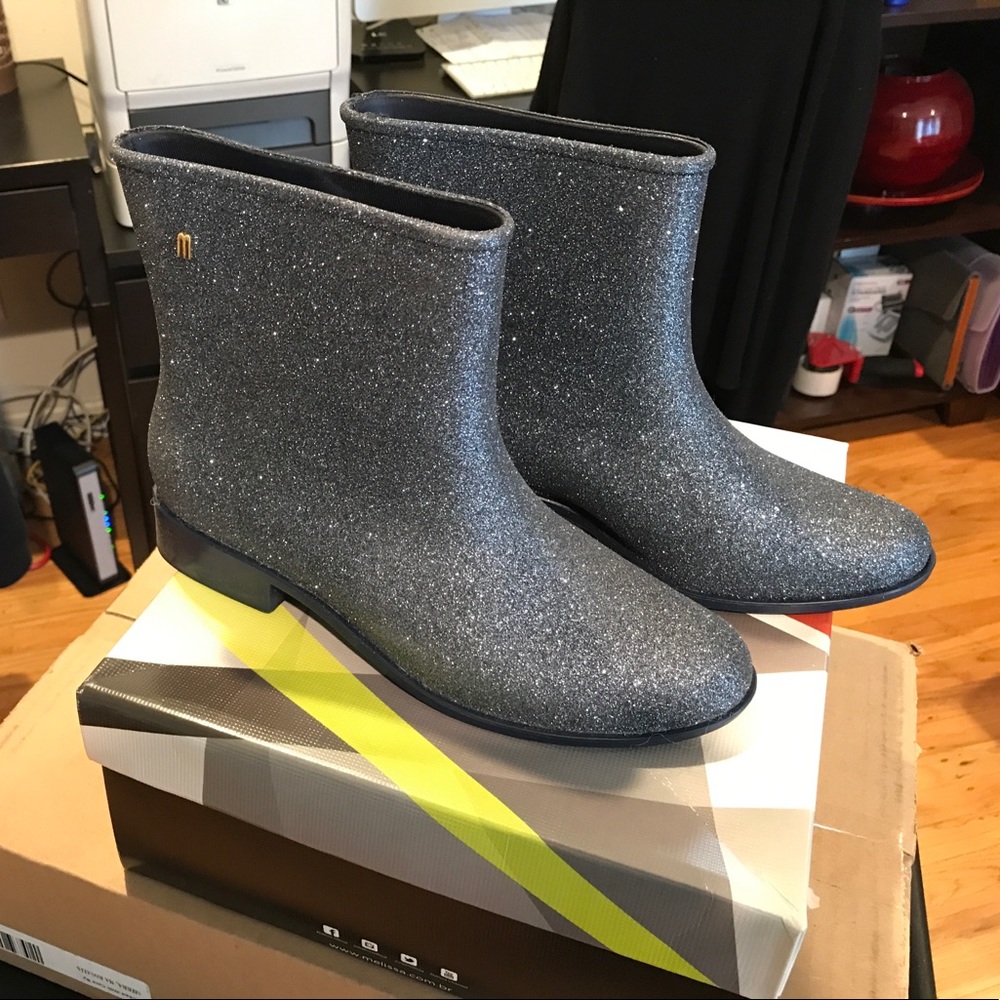 Melissa moon dust glitter blue boot