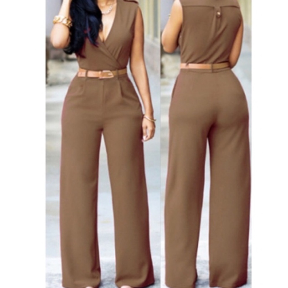Women's Camel Colored Jumpsuit (belt included)