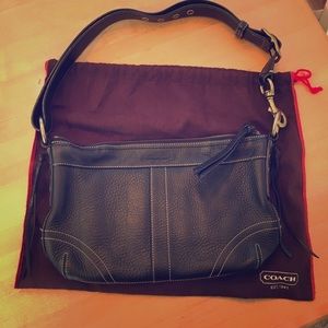 Authentic black leather Coach bag