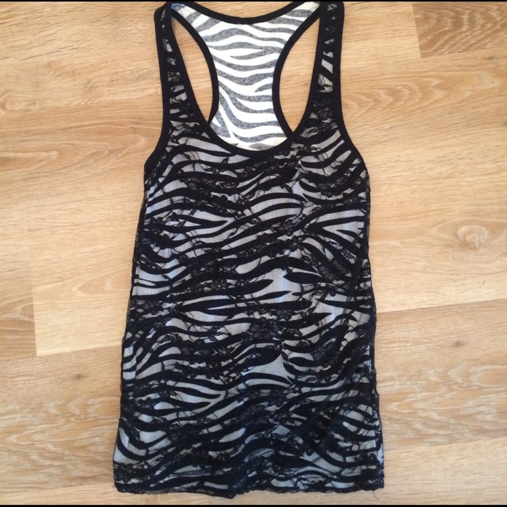 Racerback lace overlay tank