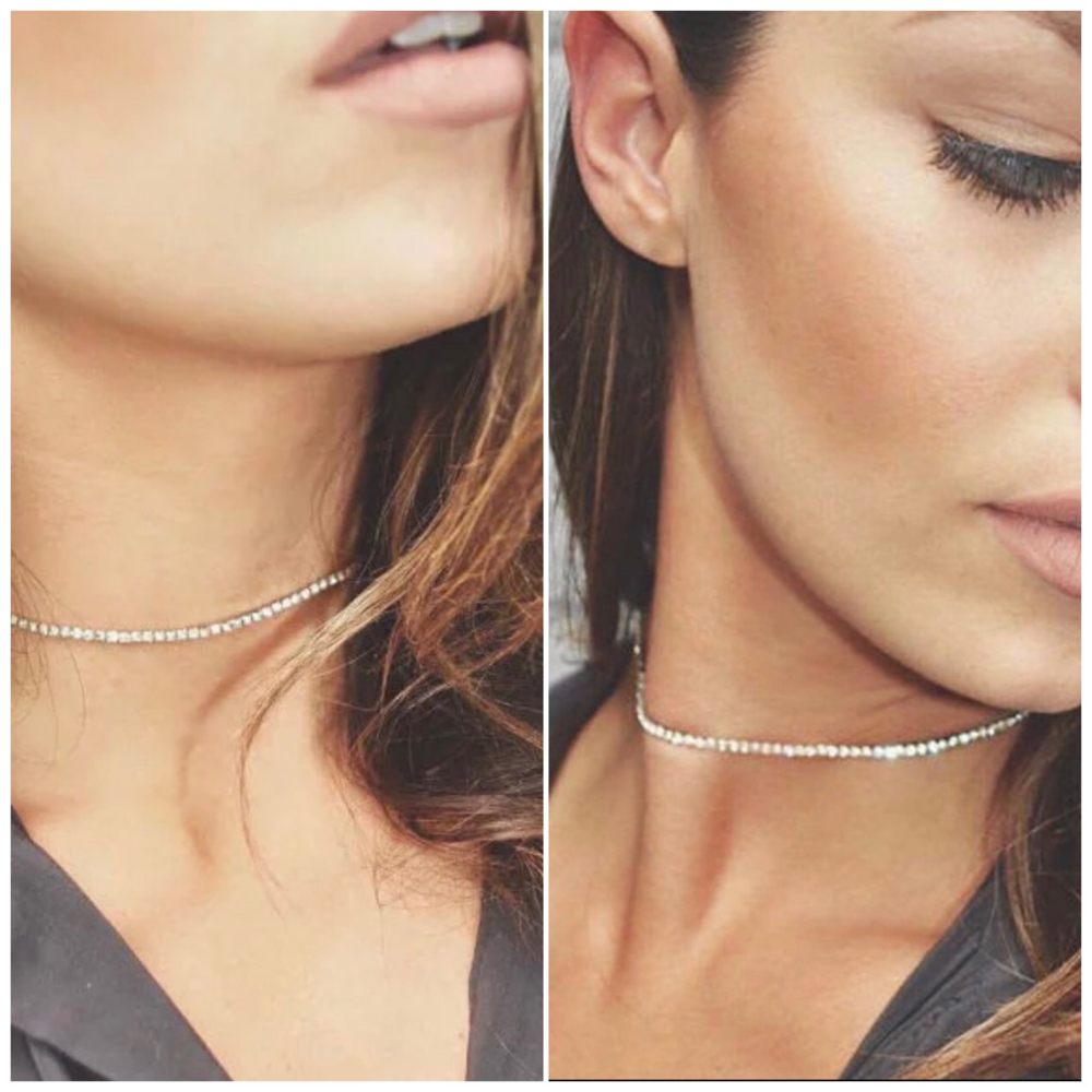 ✨ Sexy Dainty Chic Silver or Gold Crystal Choker