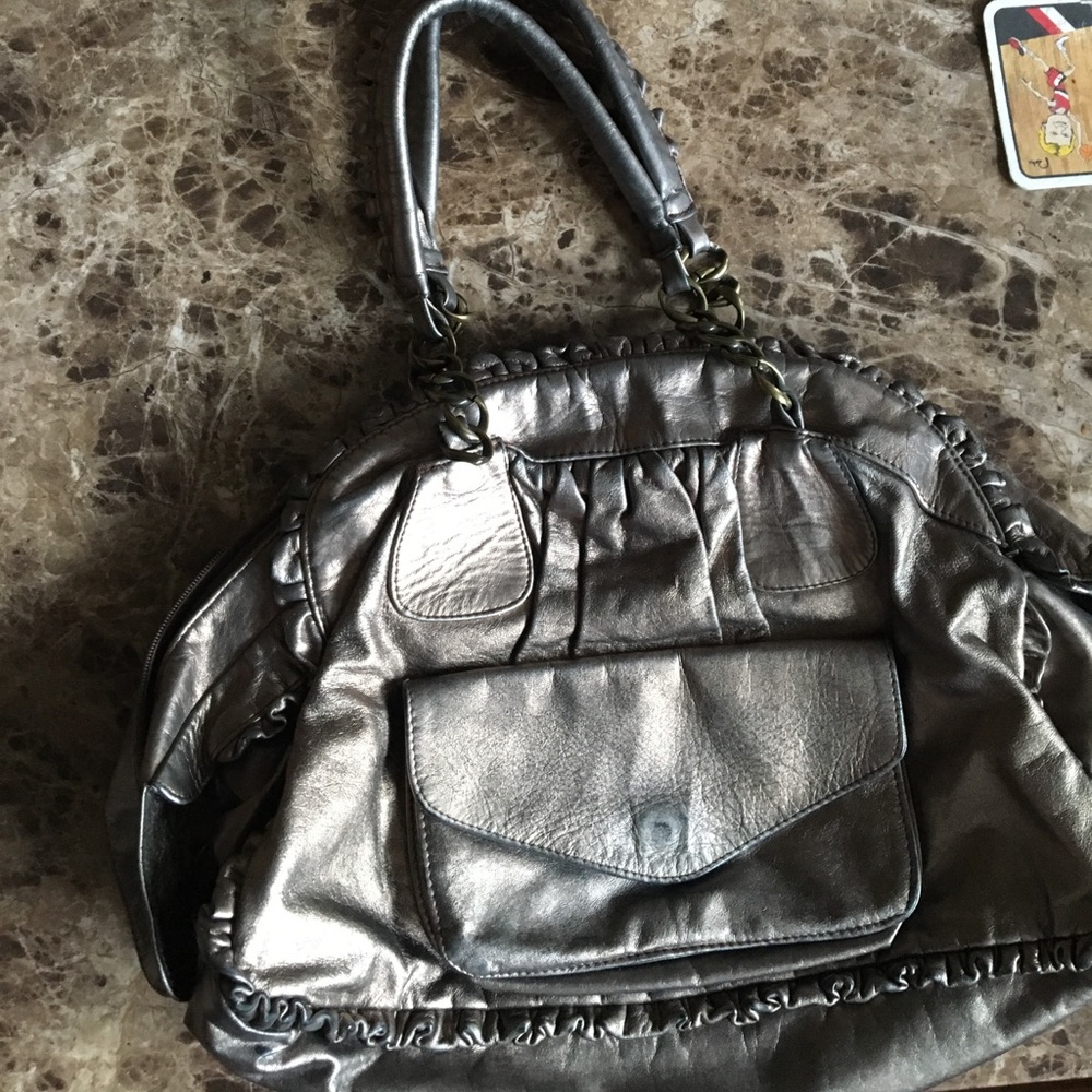 Vintage gold metallic tote