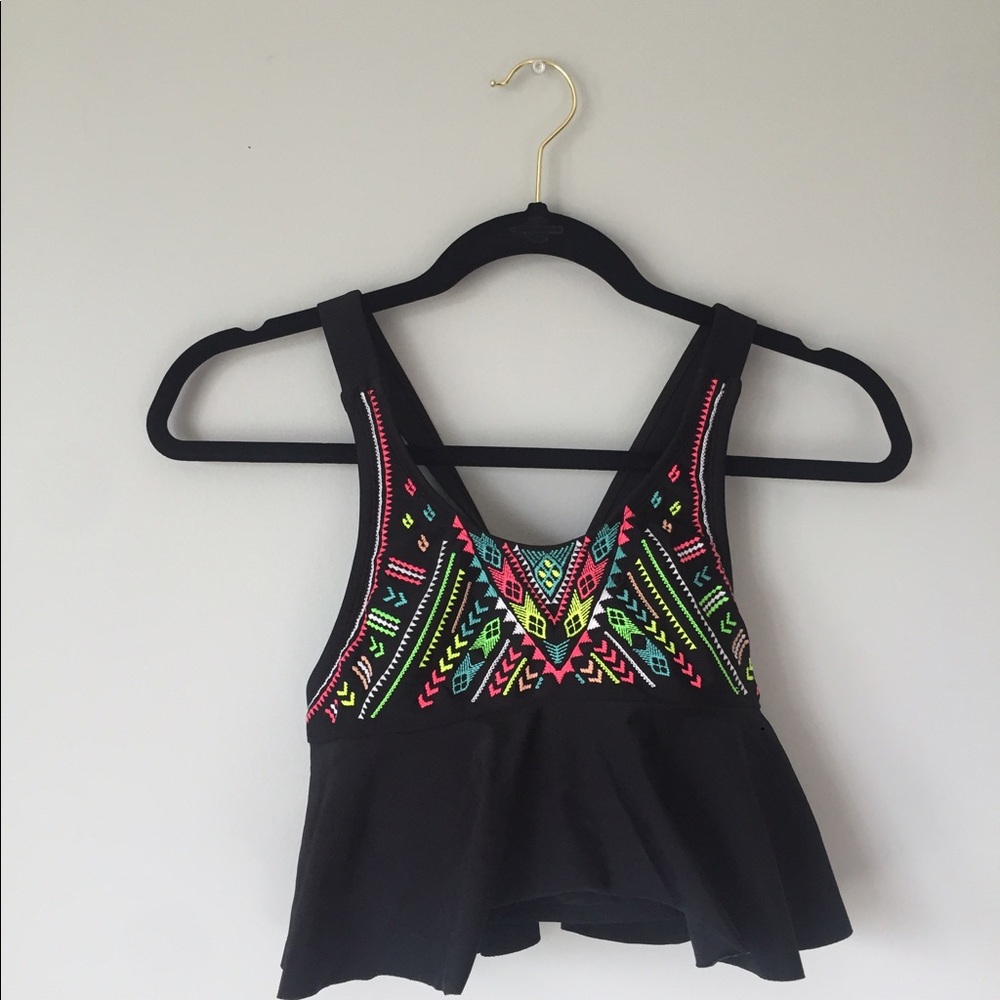 Neon tribal print halter bikini