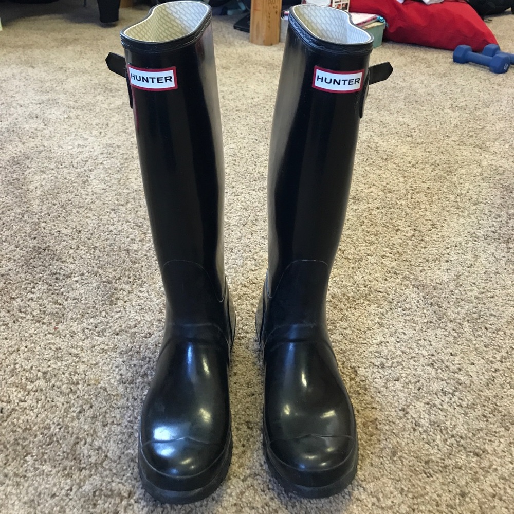 Tall Hunter Rainboots (Black gloss) Size 7