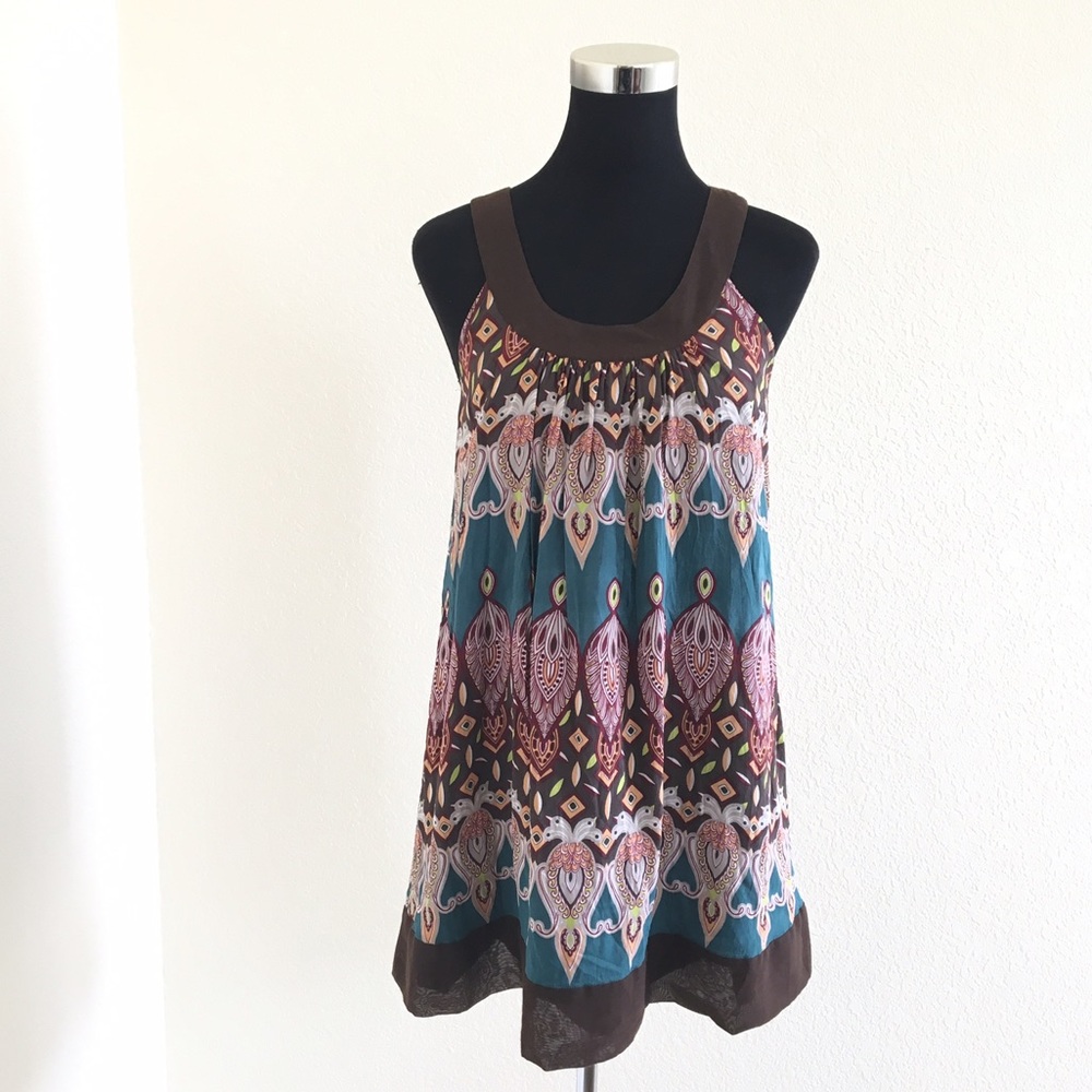 East India Tribal Print Swing Dress Fits S-M GUC