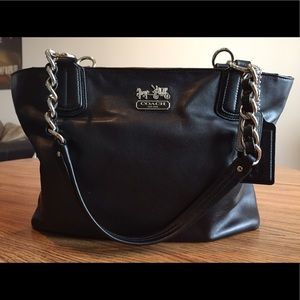 Coach Black Leather Tote Handbag