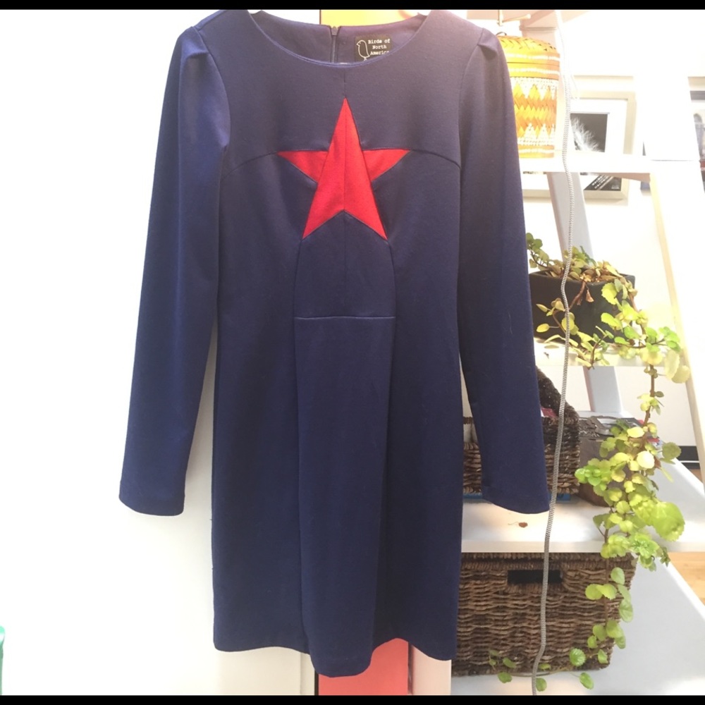 Red and blue bodycon with star detail! Size 2.