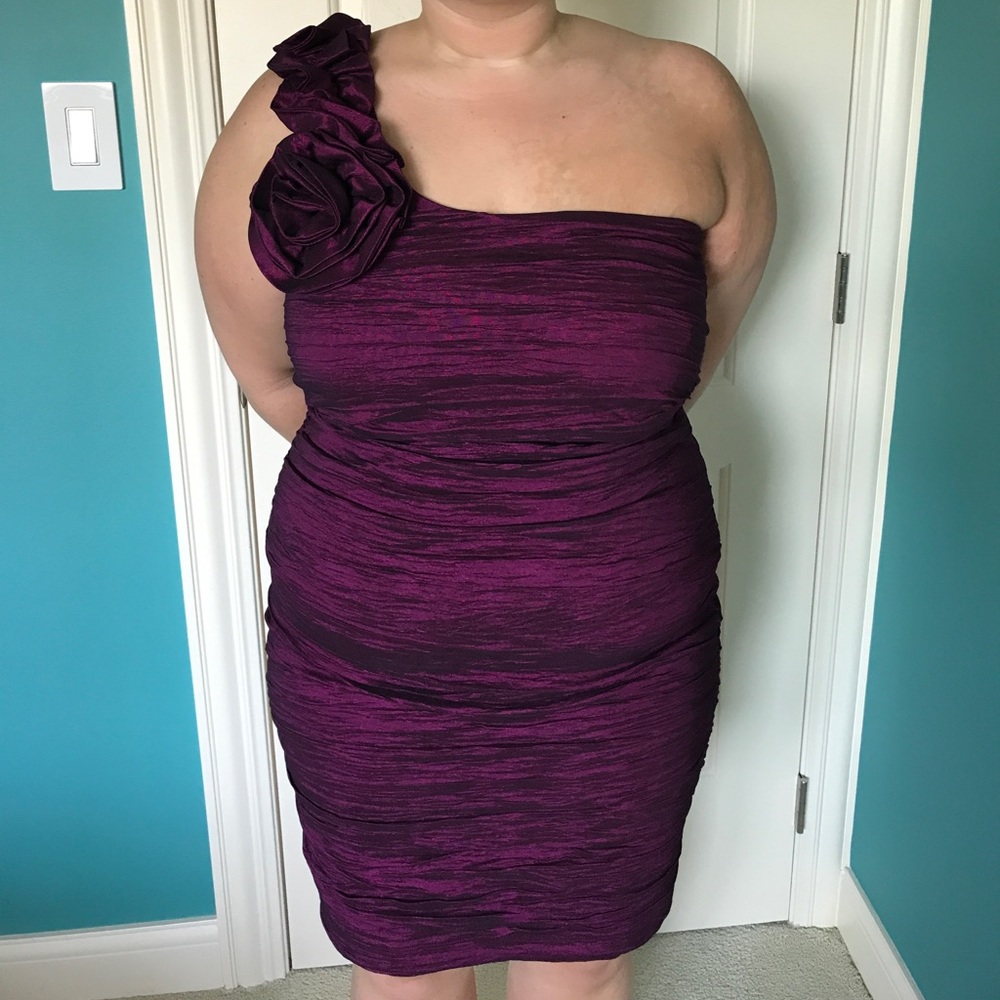 Plum One Shoulder Cocktail Dress